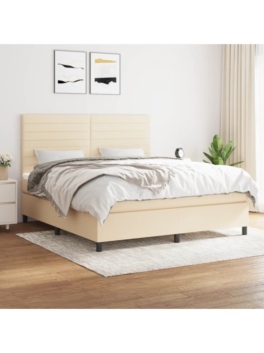 Box spring postel s matrací krémová 160x200 cm textil