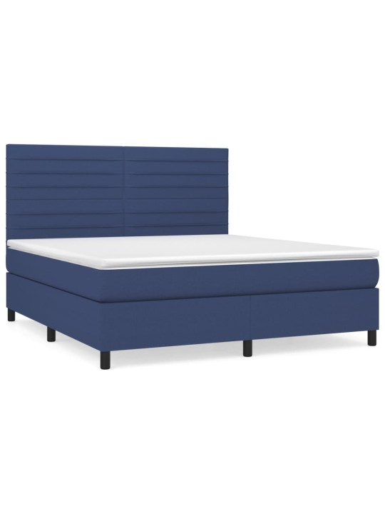 Box spring postel s matrací modrá 160x200 cm textil