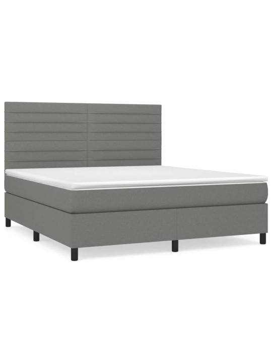 Box spring postel s matrací tmavě šedá 180x200 cm textil