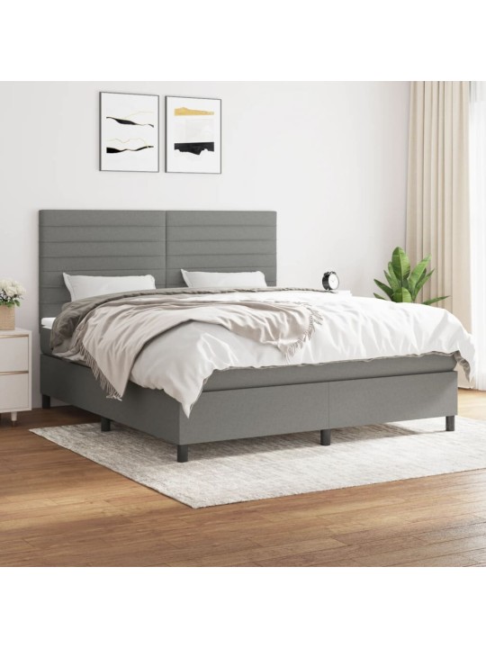 Box spring postel s matrací tmavě šedá 180x200 cm textil