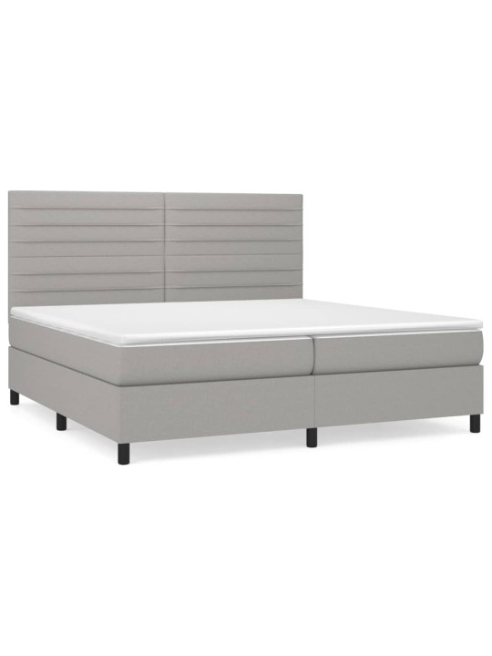 Box spring postel s matrací světle šedá 200 x 200 cm textil