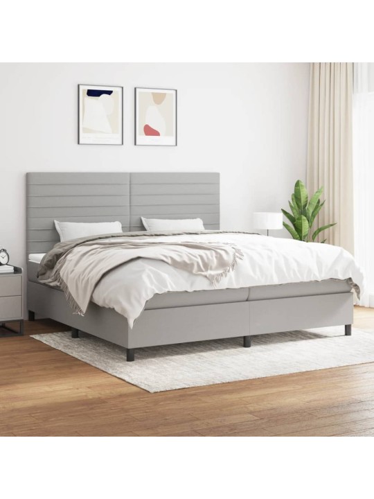 Box spring postel s matrací světle šedá 200 x 200 cm textil