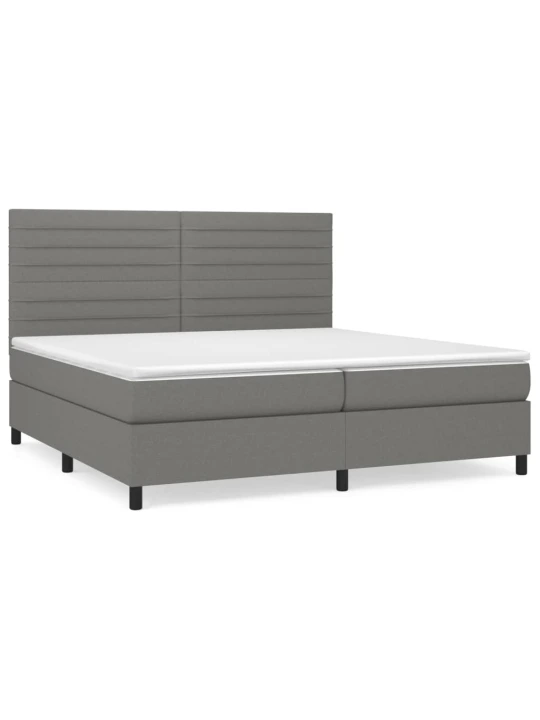 Box spring postel s matrací tmavě šedá 200x200 cm textil