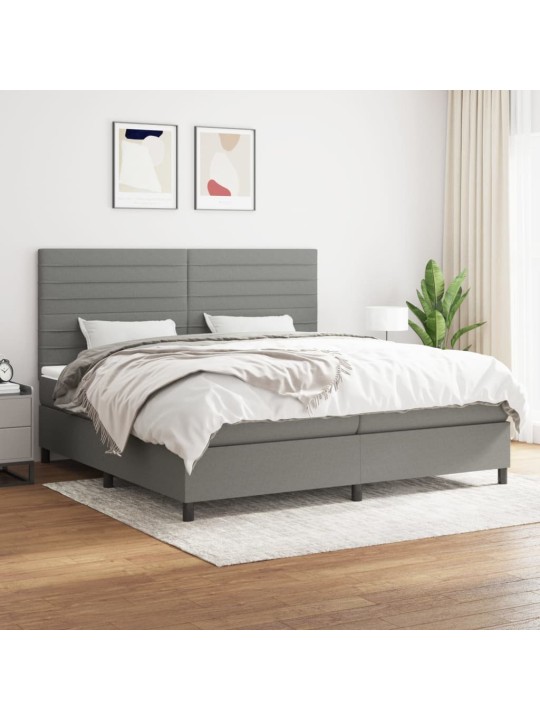Box spring postel s matrací tmavě šedá 200x200 cm textil