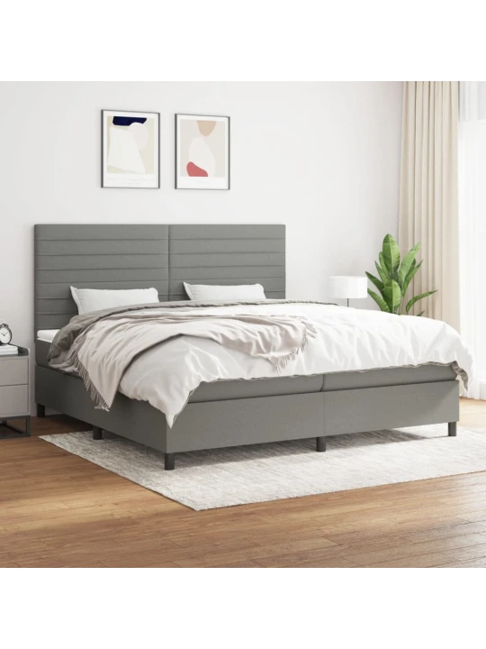 Box spring postel s matrací tmavě šedá 200x200 cm textil