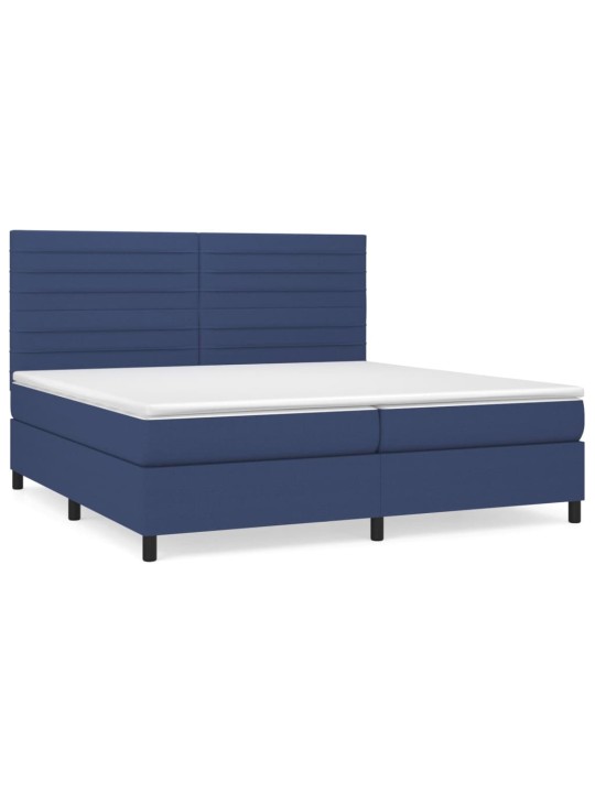 Box spring postel s matrací modrá 200x200 cm textil