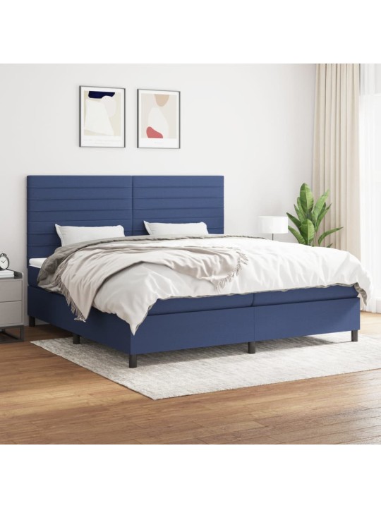 Box spring postel s matrací modrá 200x200 cm textil