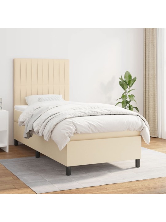 Box spring postel s matrací krémová 90x190 cm textil