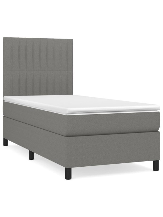 Box spring postel s matrací tmavě šedá 90x200 cm textil