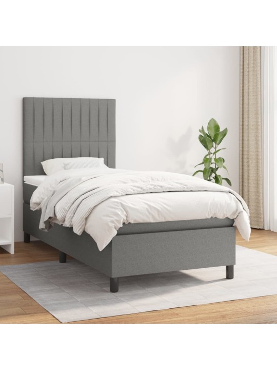 Box spring postel s matrací tmavě šedá 90x200 cm textil