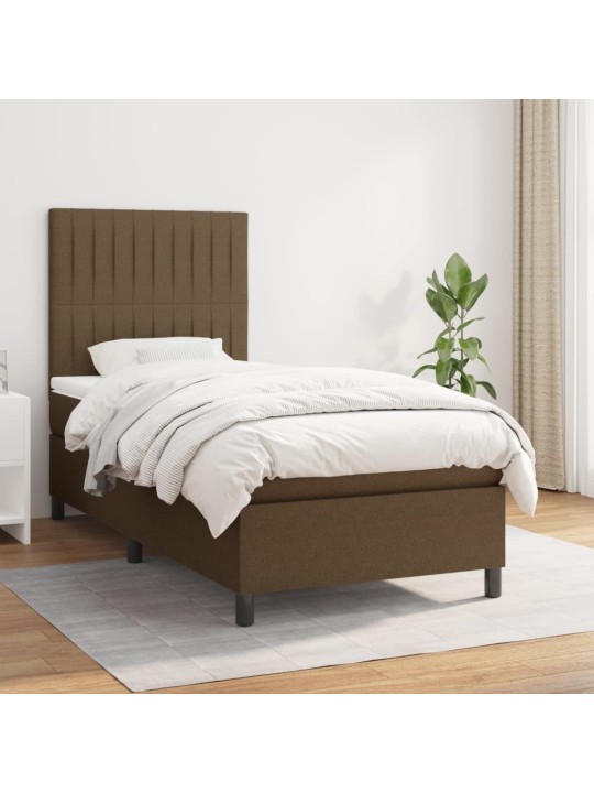 Box spring postel s matrací tmavě hnědá 90x200 cm textil