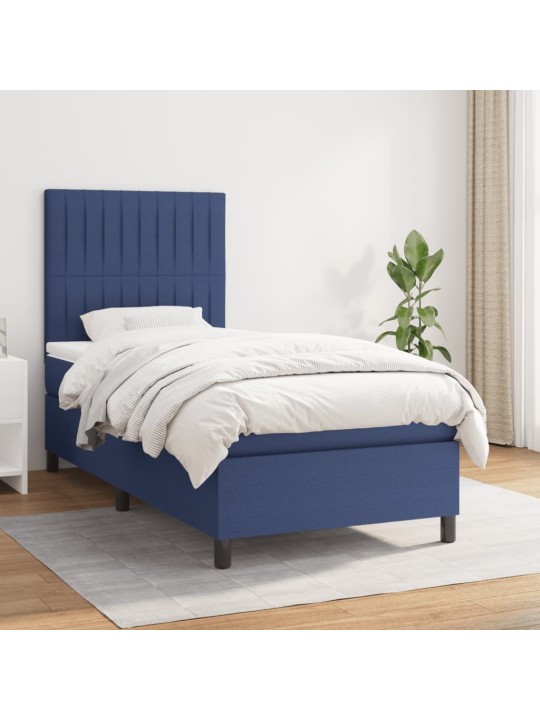 Box spring postel s matrací modrá 90x200 cm textil