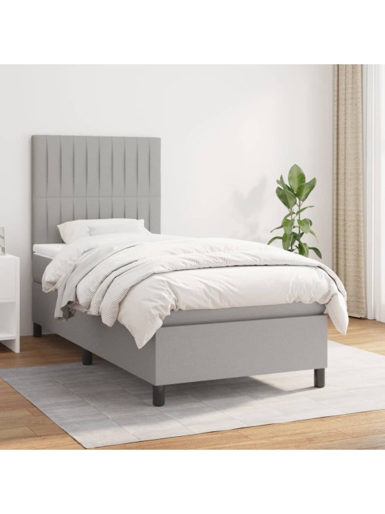Box spring postel s matrací světle šedý 100 x 200 cm textil