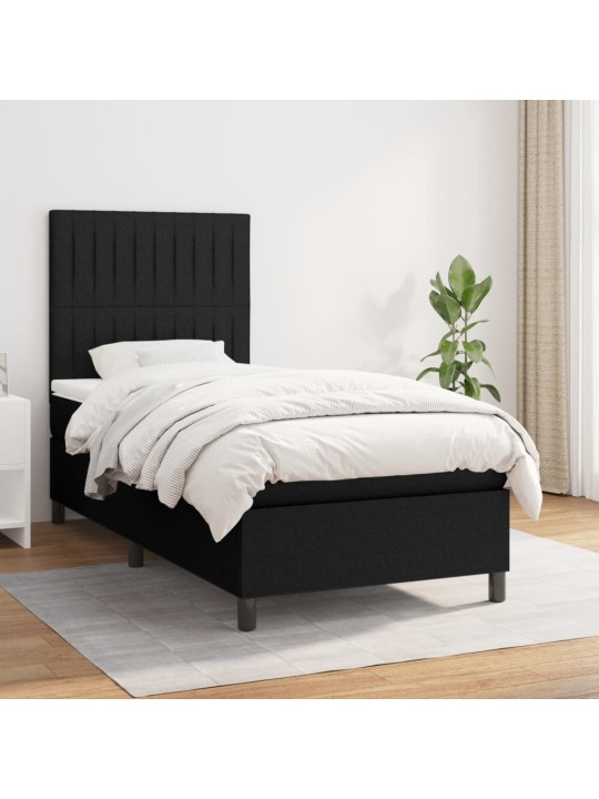 Box spring postel s matrací černá 100 x 200 cm textil