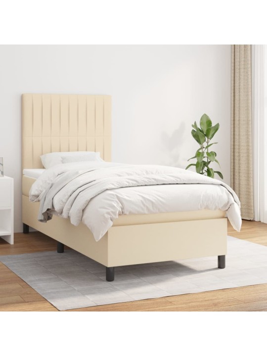 Box spring postel s matrací krémová 100 x 200 cm textil