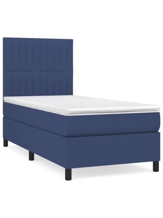 Box spring postel s matrací modrá 100 x 200 cm textil