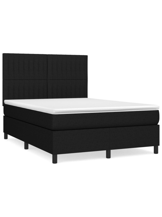 Box spring postel s matrací černá 140 x 190 cm textil