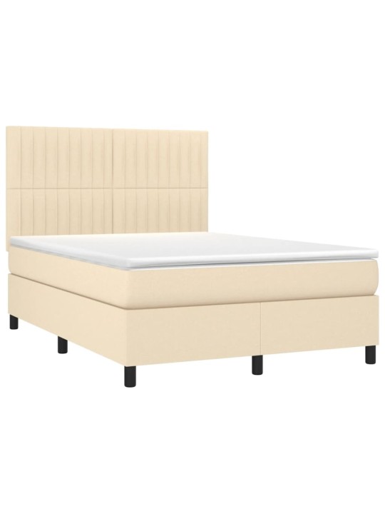 Box spring postel s matrací krémová 140x190 cm textil