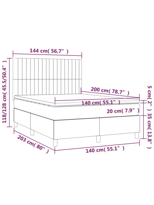 Box spring postel s matrací tmavě šedá 140x200 cm textil