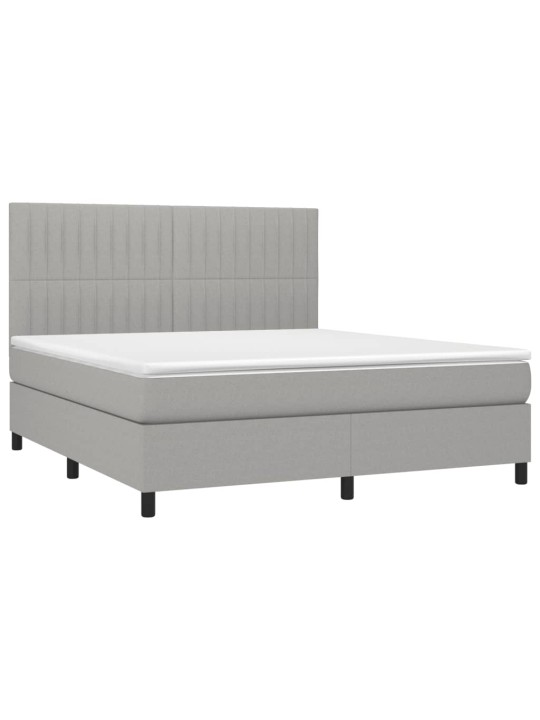 Box spring postel s matrací světle šedá 180 x 200 cm textil