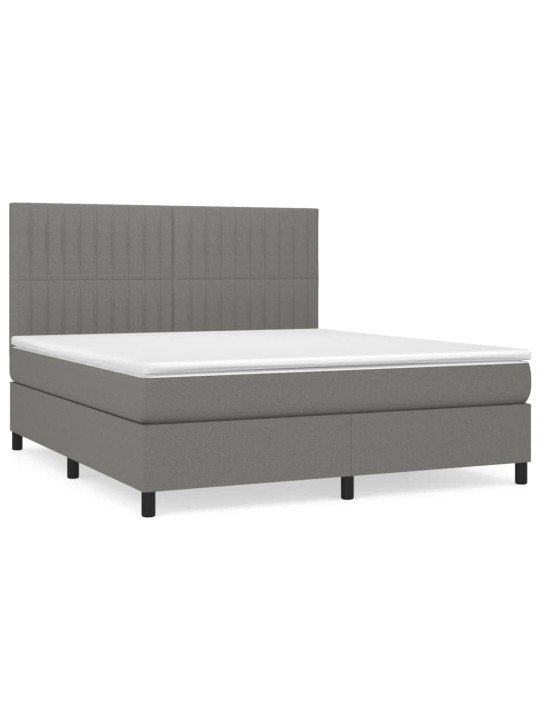 Box spring postel s matrací tmavě šedá 180x200 cm textil