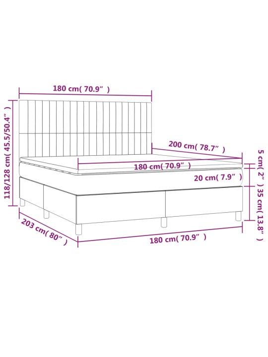 Box spring postel s matrací tmavě šedá 180x200 cm textil