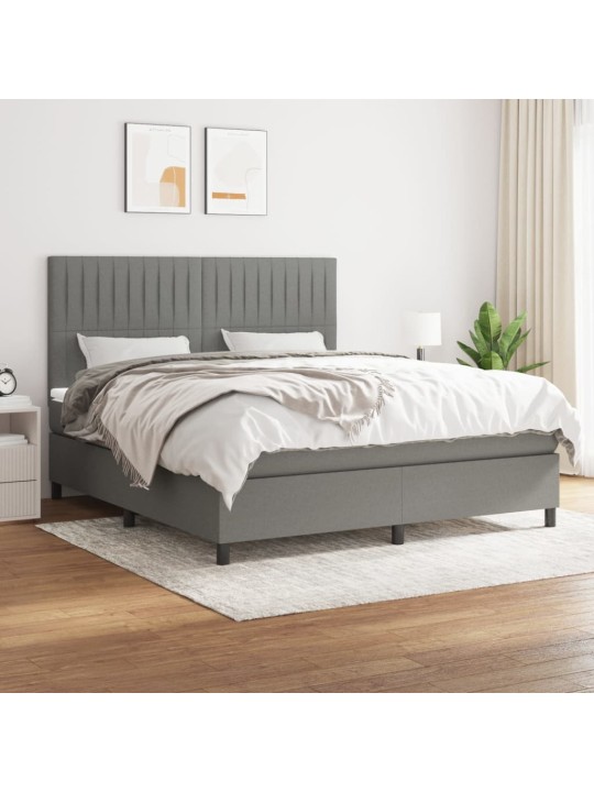 Box spring postel s matrací tmavě šedá 180x200 cm textil