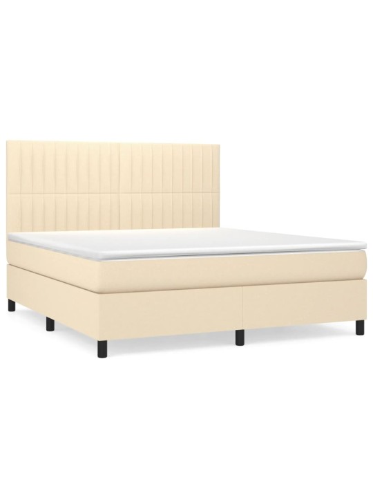 Box spring postel s matrací krémová 180x200 cm textil