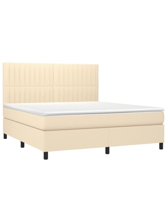 Box spring postel s matrací krémová 180x200 cm textil