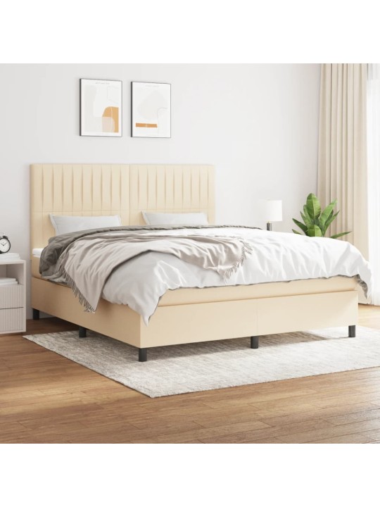 Box spring postel s matrací krémová 180x200 cm textil