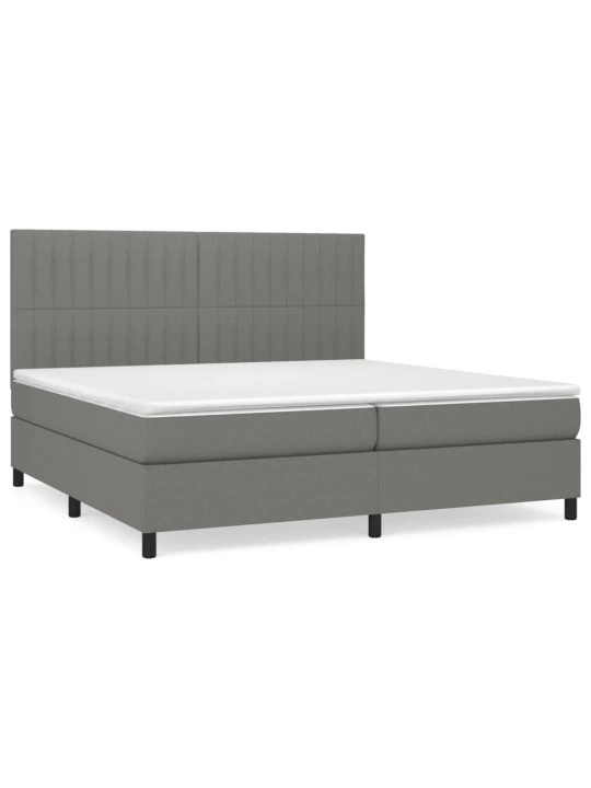 Box spring postel s matrací tmavě šedá 200x200 cm textil