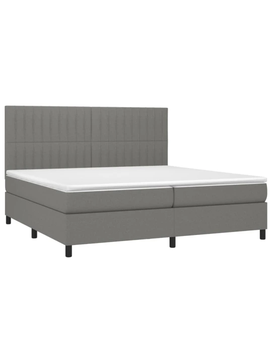 Box spring postel s matrací tmavě šedá 200x200 cm textil