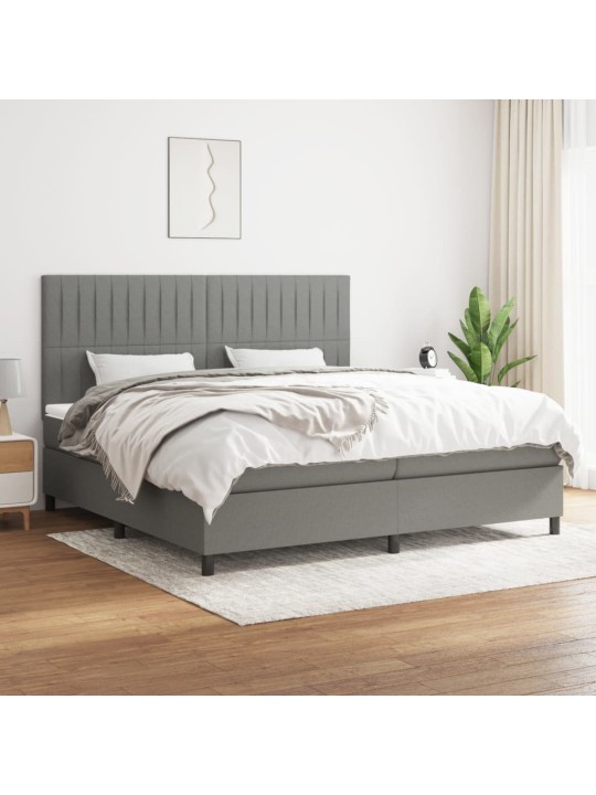 Box spring postel s matrací tmavě šedá 200x200 cm textil