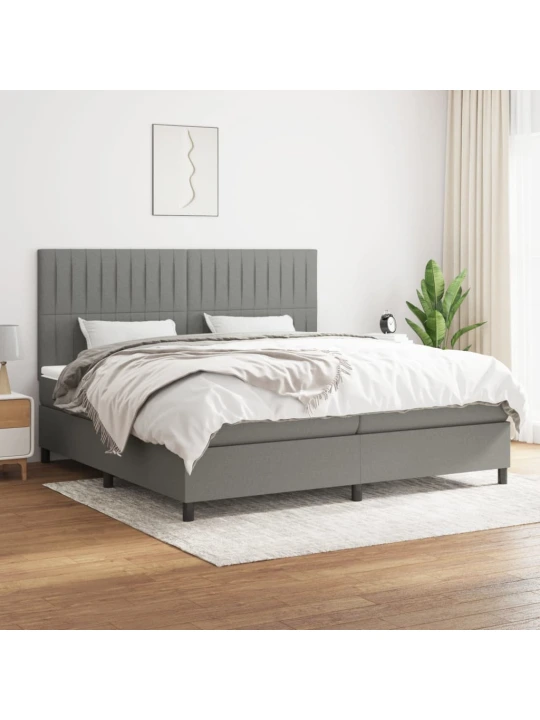 Box spring postel s matrací tmavě šedá 200x200 cm textil