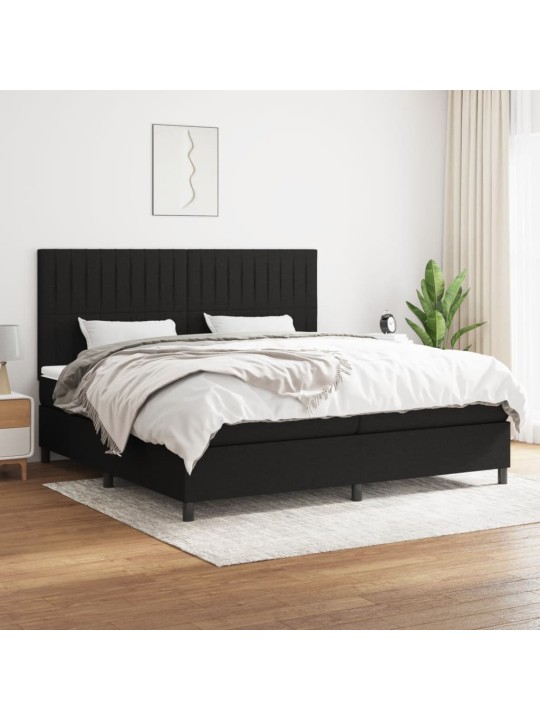 Box spring postel s matrací černá 200x200 cm textil