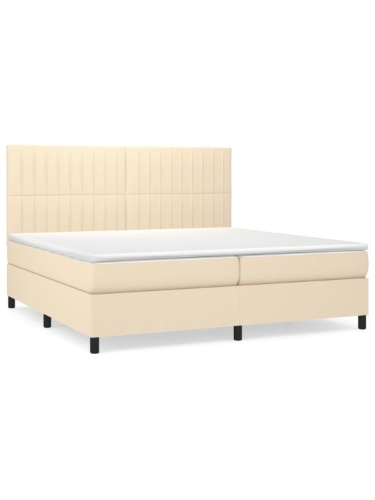 Box spring postel s matrací krémová 200x200 cm textil
