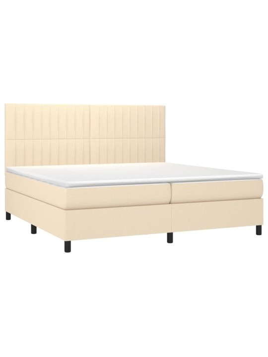 Box spring postel s matrací krémová 200x200 cm textil
