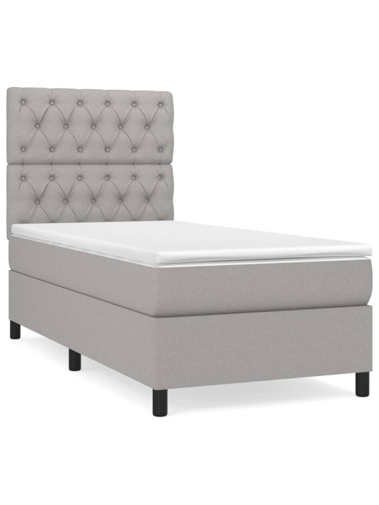 Box spring postel s matrací světle šedá 80 x 200 cm textil