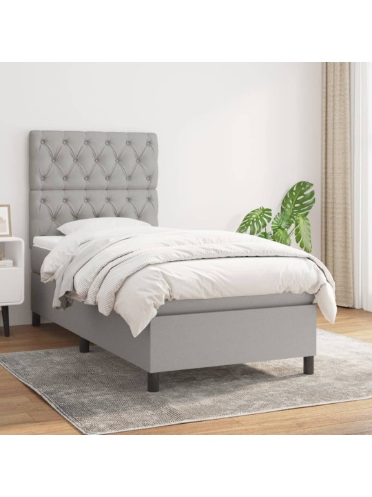Box spring postel s matrací světle šedá 80 x 200 cm textil