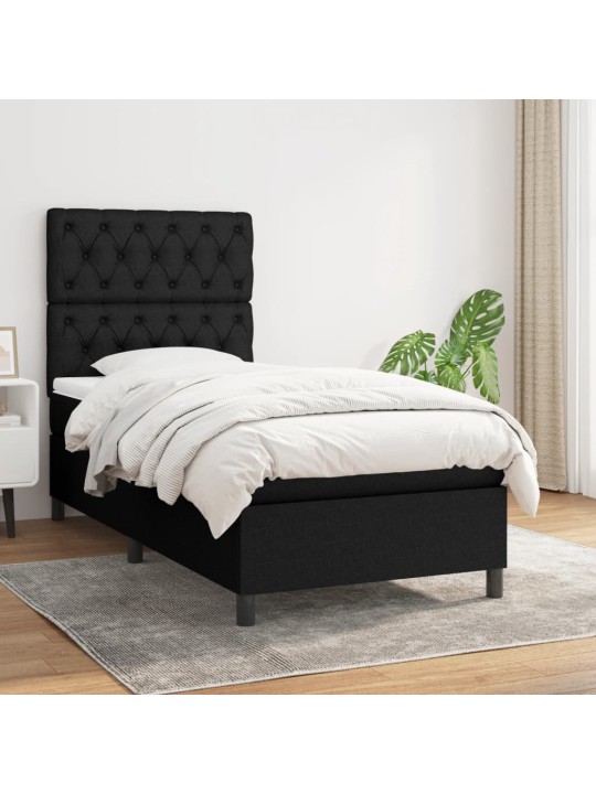 Box spring postel s matrací černá 80 x 200 cm textil
