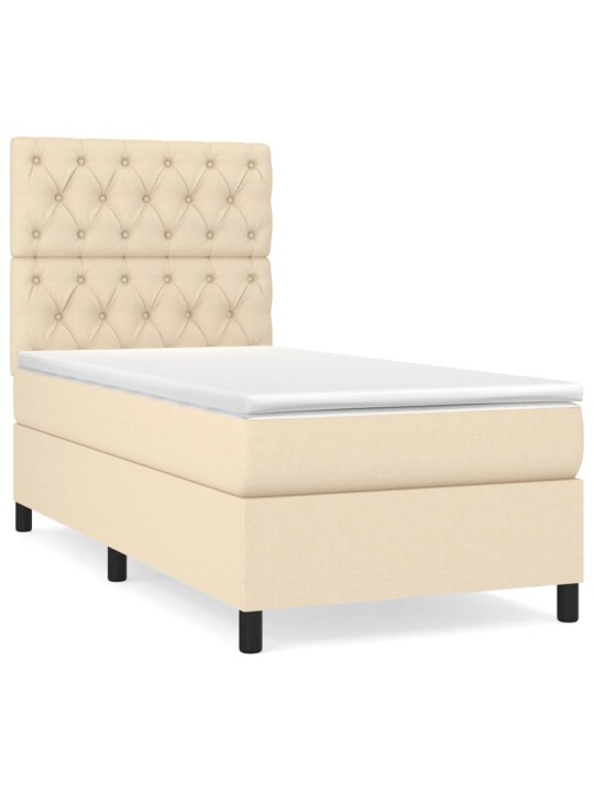 Box spring postel s matrací krémová 80 x 200 cm textil