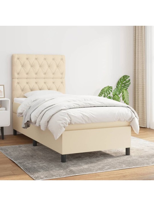 Box spring postel s matrací krémová 80 x 200 cm textil