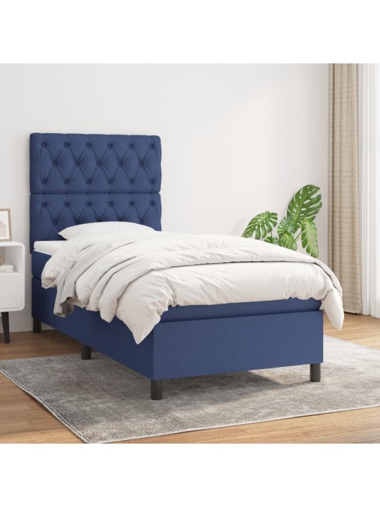 Box spring postel s matrací modrá 80x200 cm textil