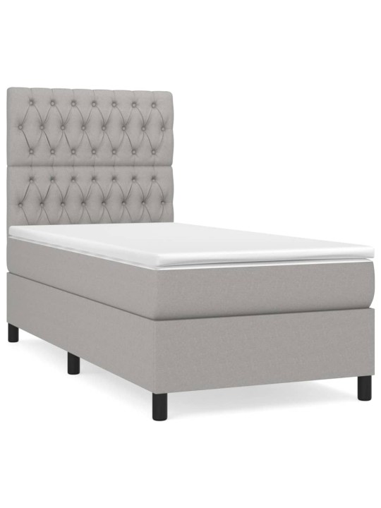 Box spring postel s matrací světle šedá 90x190 cm textil