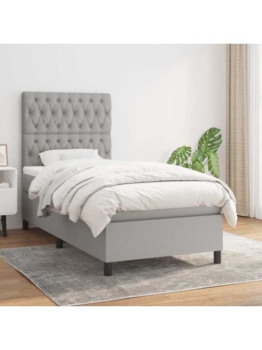 Box spring postel s matrací světle šedá 90x190 cm textil