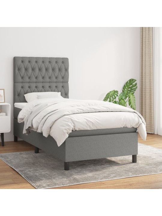Box spring postel s matrací tmavě šedá 90x190 cm textil
