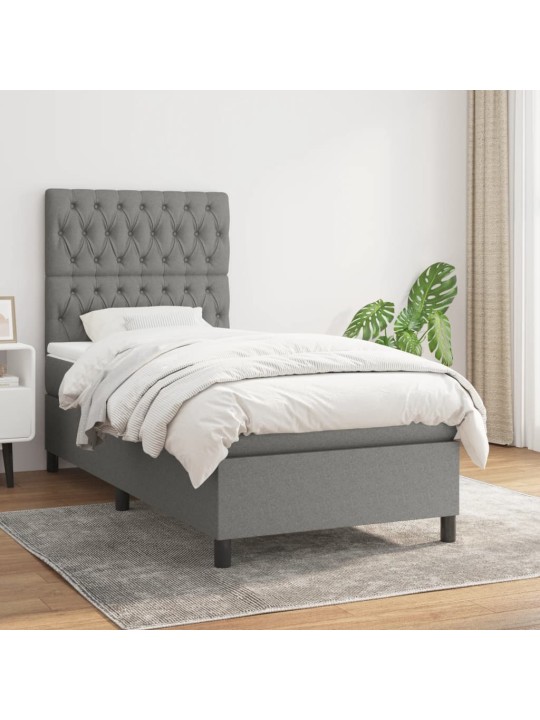 Box spring postel s matrací tmavě šedá 90x200 cm textil
