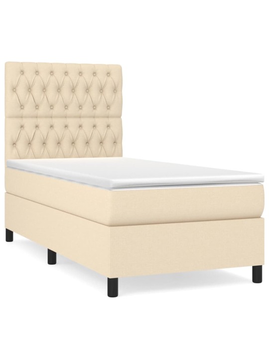 Box spring postel s matrací krémová 100 x 200 cm textil