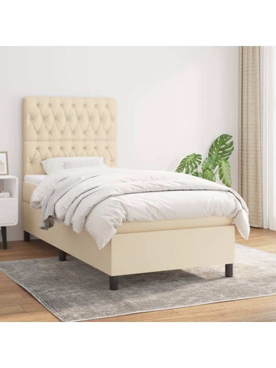 Box spring postel s matrací krémová 100 x 200 cm textil