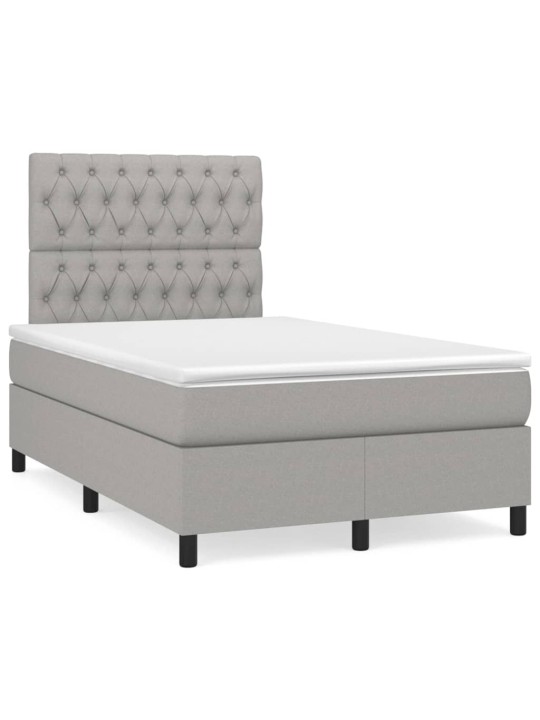 Box spring postel s matrací světle šedá 120 x 200 cm textil